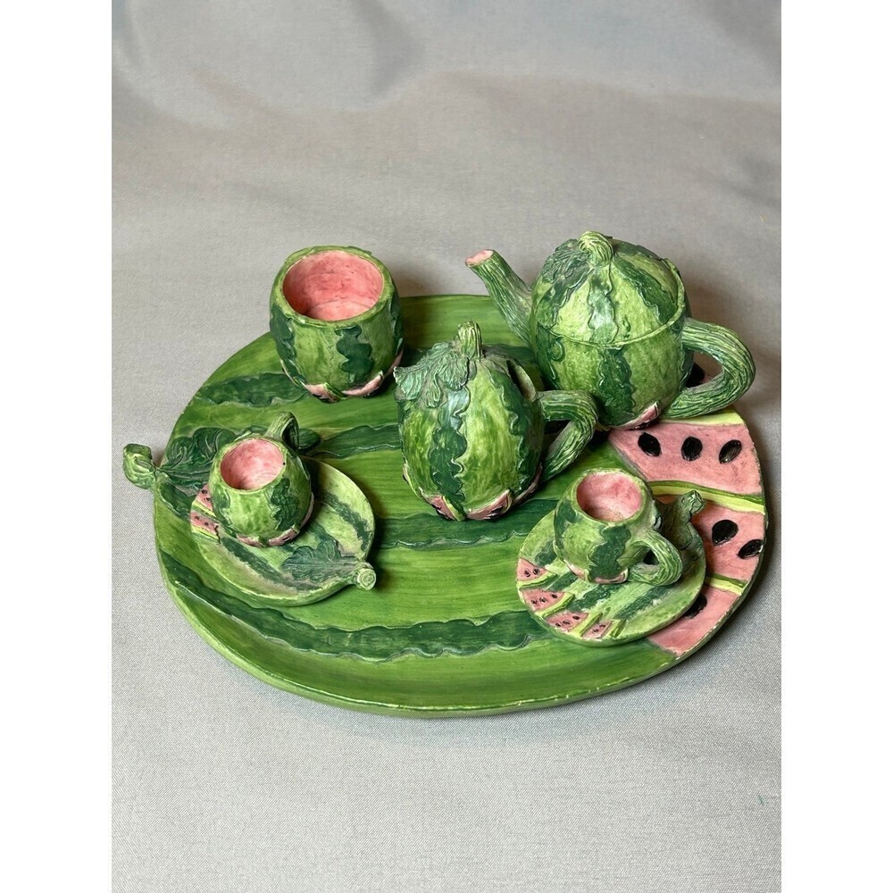 Vintage Watermelon Resin Miniature Tea Set